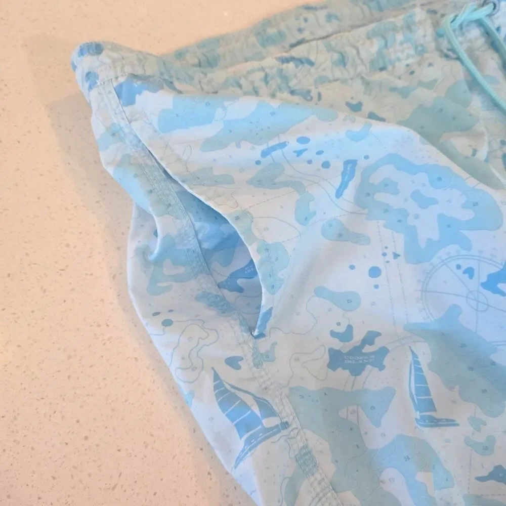 Vineyard Vines Swim Trunks Blue White XL Nautical Sailboat Chappy Preppy